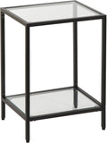 Gawicpy Modern 2-Tier Tempered Glass End Table - Stylish Black Metal Side Table for Small Spaces, Perfect for Living Room & Bedroom (Black, 1PCS)
