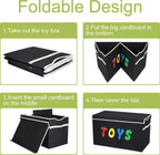 YOLOXO 2 Pack Toy Box Chest, Collapsible Sturdy Storage Bins with Lids, Extra Large Kids Toy Storage Organizer Boxes Bins Baskets