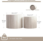 Modern Nesting Coffee Table Set of 2 Round Travertine Finish Nesting Tables Sofa Side Table Small End Table for Living Room, Small Space, No Assembly Required (Grey Travertine)