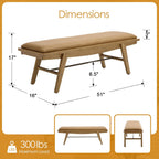 51'' Entryway Bench Leather Upholstered Shoe Benches Farmhouse Dining Table Benches for for Hallway Living Room Bedroom End of Bed, Brown