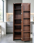 Brown Freestanding Kitchen Pantry Cabinet with Doors & Shelves - 5-Tier Storage Cupboard & Sideboard Buffet with Adjustable Shelves, Wood Grain Pantry Organizer for Kitchen, Dining Room, Living Room