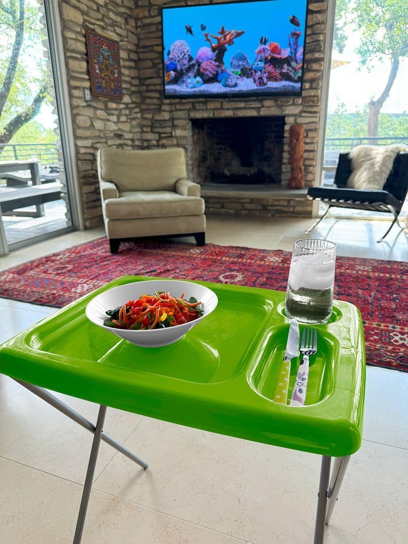 Folding TV Tray Table, Portable, Sturdy, Bright Green (Set of 2)