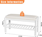 Shoe Storage Bench with Cushion - 2 Tier Shoe Rack for Front Door Entrance, Wood Shoes Rack, Entryway Bench with Shoes Storage for Closet,Hallway,Bedroom&Living Room(White, 31.5" W)