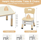 Kids Table and Chairs Set Height Adjustable Table and 2 Chairs for Toddlers | 60*60 cm Graffiti Table | Non-slip Caps | Ergonomic Chair | Rounded Corners | Suitable for Daycare, Classrooms, Home
