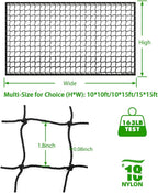Baseball Softball Backstop Nets, Heavy Duty Sports Netting Barrier #18 Baseball Netting 10'x10'/10'x20'/15'x15'…