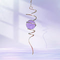 Gazing Ball Spiral Tail with Purple Glass Orb, Wind Spinners Stabilizer, Stainless Steel Wind Spinner Tail, Outdoor Décor, Hanging Garden Sculptures Decoration Ornament 13inch Height