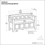 SIMPLIHOME Amherst Entryway Storage Bench - 48 inch Wide Solid Wood Hallway Seat in French Blue, Transitional Bench for Entryway or Living Room with Lift-Up Lid and Spacious Storage