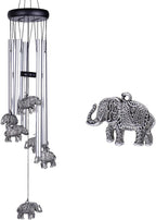 Outdoor Elephant Wind Chimes Indoor Decor - Pure Hand-Made Mobile Romantic Windcatcher 28" Elephant Wind Chime for Home, Xmas, Gift for Mom, Balcony, Patio, Garden Decoration(5 Tubes, 6 Elephants)