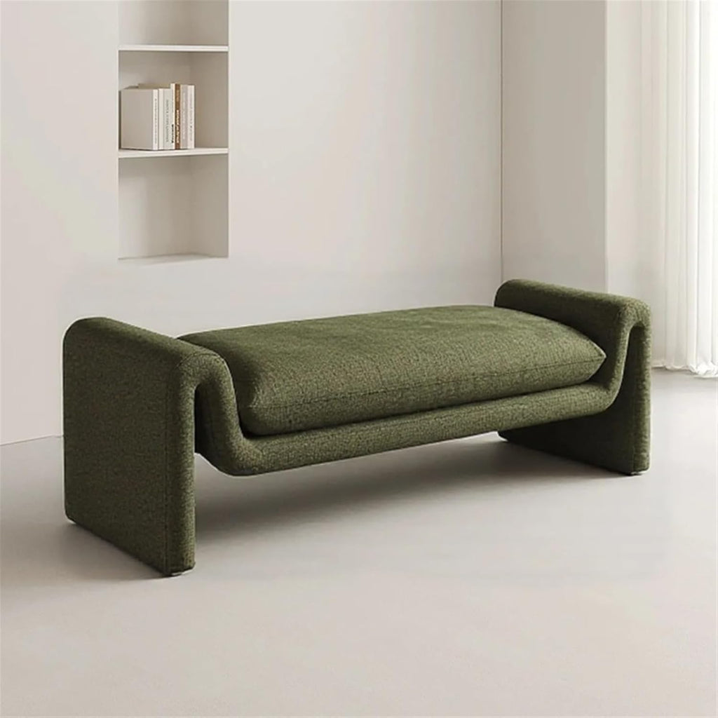 Modern Dark Green Bed End Stool Retro Style Walk-in Closet Clothes and Shoe Changing Sofa Bedroom Bench Entryway(XL)