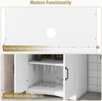 Microwave Stand with Storage, Kitchen Pantry Storage Cabinet with Drawer and Adjustable Shelf, Microwave Cabinet with Open Space for Kitchen, Dining Room, White