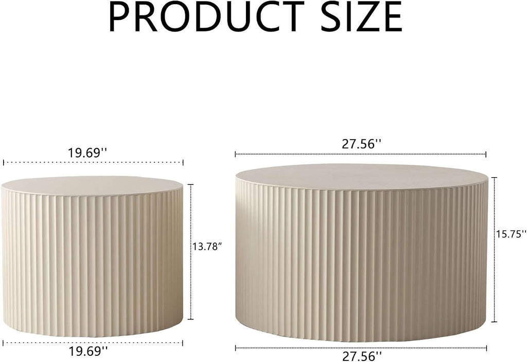 Modern Round Nesting Coffee Table Set of 2, Side Tables for Living Room