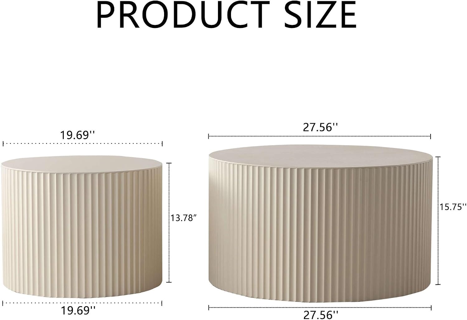Modern Round Nesting Coffee Table Set of 2, Side Tables for Living Room