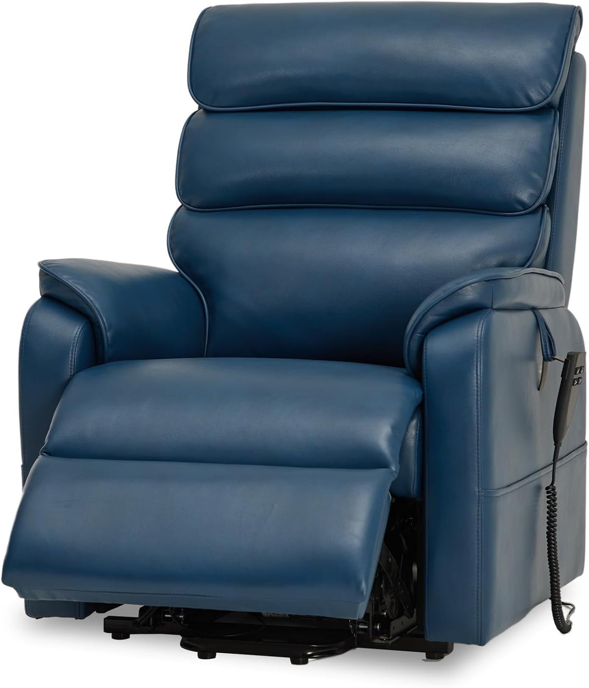 DYNOX Power Lift Recliner Chair for Elderly, Dual Motor Lay Flat Lift Chair with Heat & Massage, 350 LBS Capacity(9188,Faux Leather,Dark Blue)
