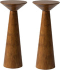 COZAYH Set of 2 22.8-Inch Tall Round Martini End Table, Walnut – Solid Pine Wood Pedestal Accent Drink Stand with Tapered Base – Farmhouse Modern Furniture for Living Room, Bedroom & Small Spaces