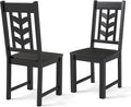 Giantex Wooden Dining Chairs Set of 2, Kitchen Chairs w/Rubber Wood Frame & Leaf-Shaped High Back, Max Load 400 LBS, Farmhouse Armless Dinette Side Chairs for Living Dining Room Restaurant, Black