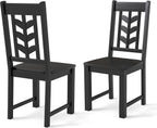 Giantex Wooden Dining Chairs Set of 2, Kitchen Chairs w/Rubber Wood Frame & Leaf-Shaped High Back, Max Load 400 LBS, Farmhouse Armless Dinette Side Chairs for Living Dining Room Restaurant, Black