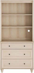 WAMPAT 72'' Tall Kitchen Pantry Cabinet with Storage, 34'' Wide Dining Hutch with Drawers and Adjustable Shleves, Farmhouse Pantry Storage for Home Decor, Living Room, Home Office, Light Oak