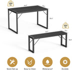 Gizoon 45.5" Dining Table Set for 4, Kitchen Table with 2 Benches Black | Space-saving black 4-person table set with 2 benches. Steel frame & MDF board. Benches tuck under table. 330lbs capacity.