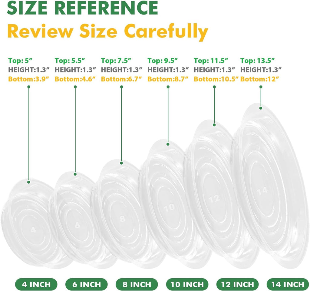 40 Pack 10 Inch Plant Saucer Clear Plant Saucers for Outdoors Plants Drip Trays, Large Pot Saucer No Holes Pot Saucers Planter Trays for Outdoor Plants Bulk Plastic Tray for Flower Pots, Snack Storage