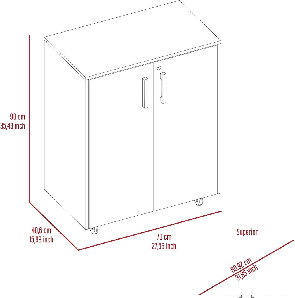 Storage Cabinet Lions, Double Door and Casters, Black Wengue Finish