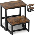 2 Step Stool for Adults Wooden Step Stool with 500 Lbs, Rustic Brown | Kitchen Step Stool, 3 in 1 Heavy Duty Stepping Stool, Tall Bedside Foot Stool for Kichen/Bathroom/Bedroom High Beds, Non-Slip