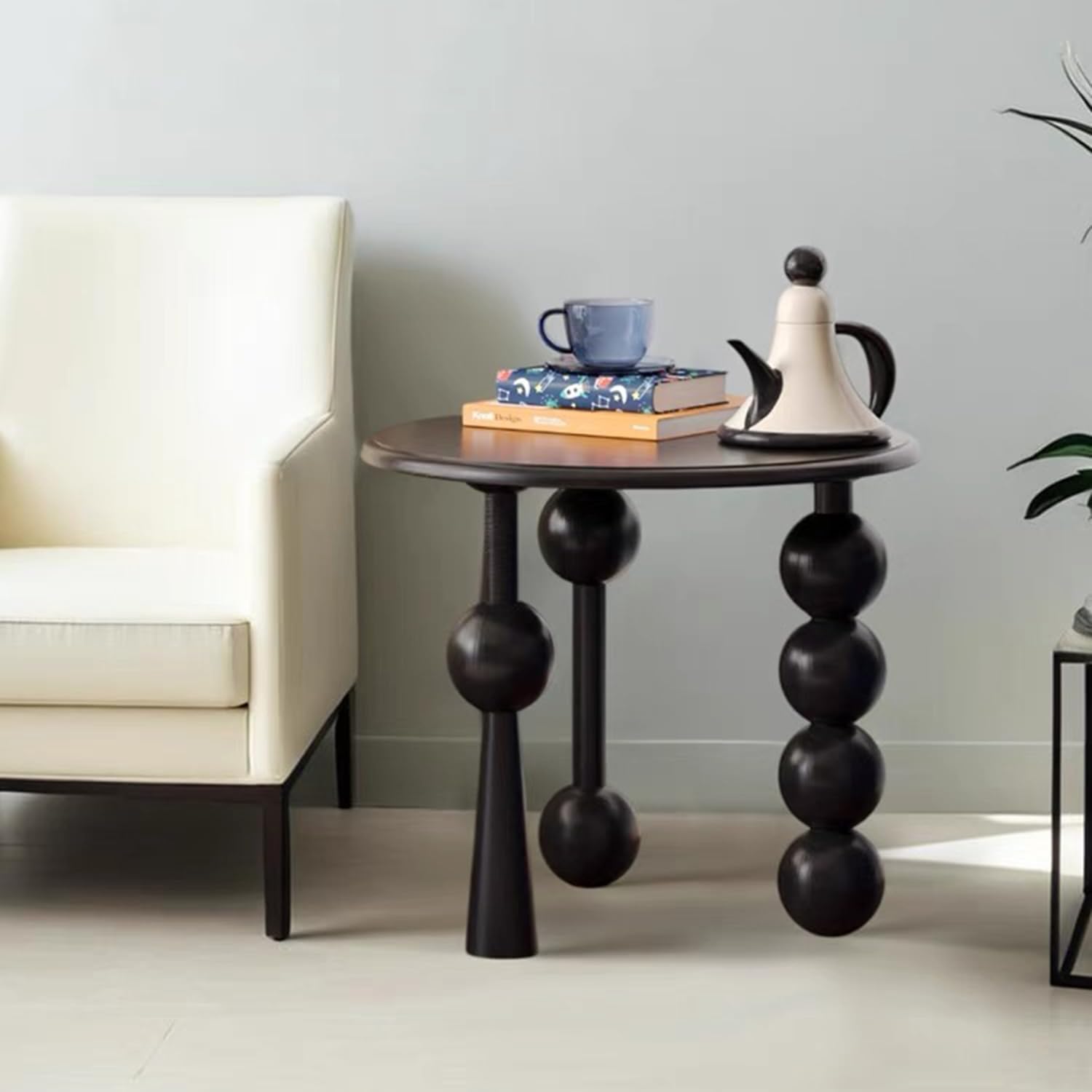 YUNMUAIR-Modern Side Tables Living Room,Black Round End Table for Home Decor,Round Couch Side Table,Modern Nightstand for Bedroom Small Spaces,Easy Assembly,Black