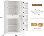 68" Tall Kitchen Pantry Stoarge Cabinet, Freestanding Kitchen Hutch with 6 Door Shelves & Large Drawer, Modern Food Pantry with Adjustable Shelf for Dining Room, Living Room, White