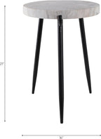 Classy Side Table, End Table, or Small Night Stand - Marble Accent Table with Three Slim Metal Legs Ideal for Small Spaces - Sleek Design for Home, Bedroom, and Living Room Decor - 21" White & Black