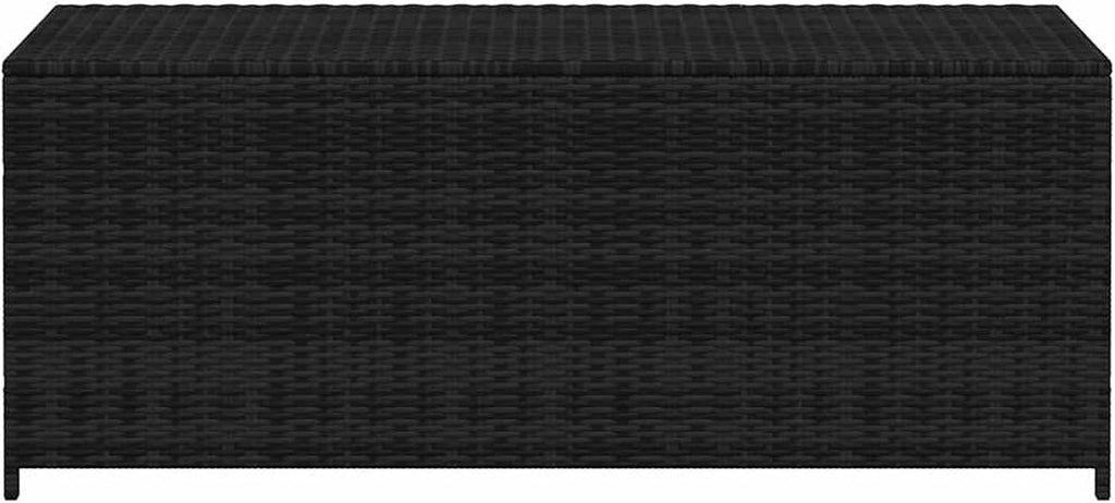 Gecheer Garden Storage Box Resin Wicker 150x50x60 cm for Outdoor Patio PE Rattan Black