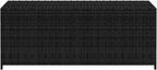 Gecheer Garden Storage Box Resin Wicker 150x50x60 cm for Outdoor Patio PE Rattan Black