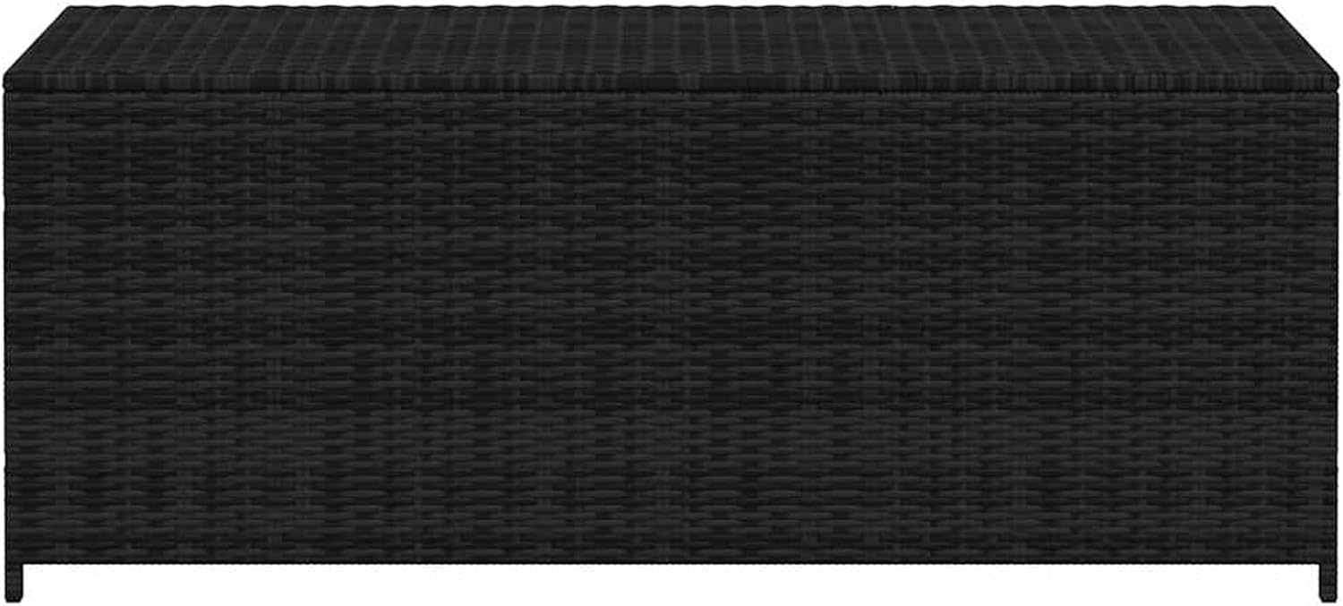 Gecheer Garden Storage Box Resin Wicker 150x50x60 cm for Outdoor Patio PE Rattan Black