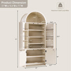 IFGET 71" Tall Arched Kitchen Pantry, Modern Fluted Wood Storage Cabinet with Doors, 3 Adjustable Shelves, 6 Door Shelves, Organizer, Versatile Cupboard for Kitchen, Bathroom, Cream