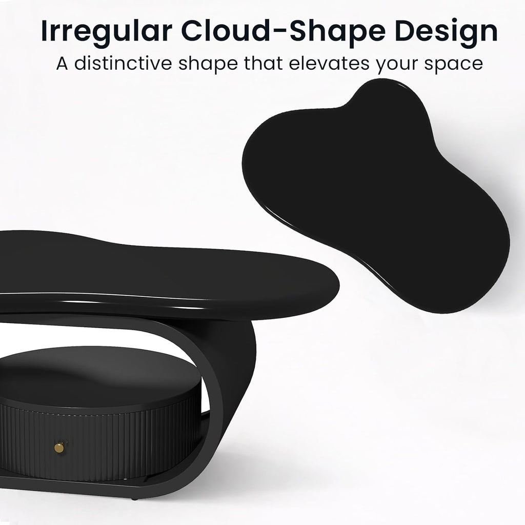 Irregular Cloud Coffee Table with Storage Drawer, Modern Center Tables