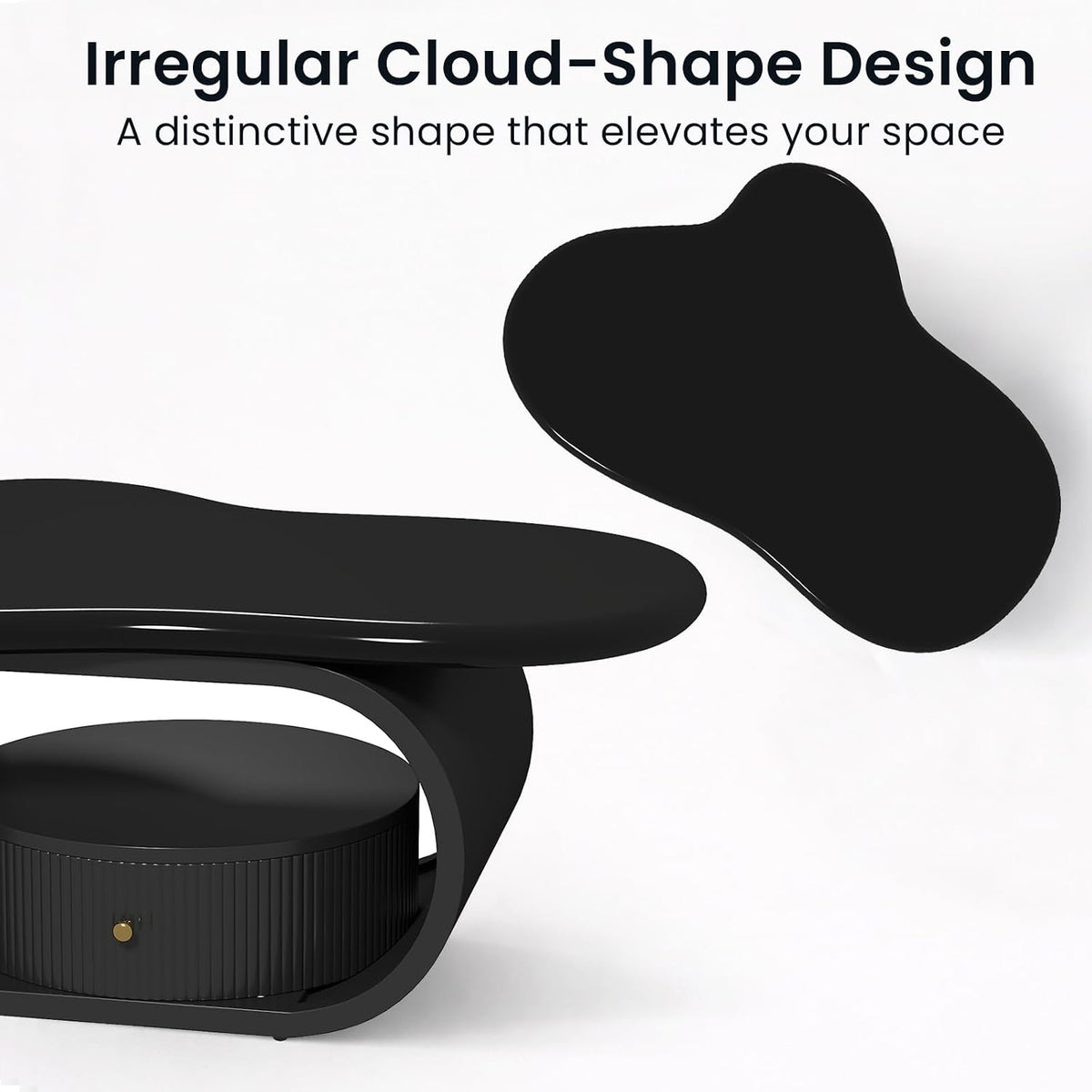 Irregular Cloud Coffee Table with Storage Drawer, Modern Center Tables