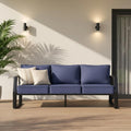 Oversized Outdoor Modern Patio Sofa for 3, 5" Thick Cushions, Deep Seat & Wide Armrests, Comfortable Aluminum All-Weather Rustproof UV-Resistant Frame for Garden, Backyard, Porch