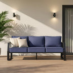 Oversized Outdoor Modern Patio Sofa for 3, 5" Thick Cushions, Deep Seat & Wide Armrests, Comfortable Aluminum All-Weather Rustproof UV-Resistant Frame for Garden, Backyard, Porch