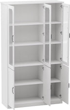 MU 78.7" Tall Kitchen Pantry with 3 Glass Doors, Freestanding China Cabinet with Adjustable Shelves, Large Kitchen Pantry Storage Cabinet Cupboard for Dining Room, Living Room, White (X-Large, 46" W)