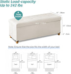BRIAN & DANY 43 Inches Folding Storage Ottoman Bench, Ottoman with Storage Bench for Bedroom, Living Room, Entryway, with Legs, White