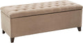 Madison Park 49" Upholstered Storage Bench, Button Tufted End of Bed Bench with Storage, Dual Spring Soft-Close Lid, Bedroom Bench for Queen King Bed, Entryway Living Room, Sand
