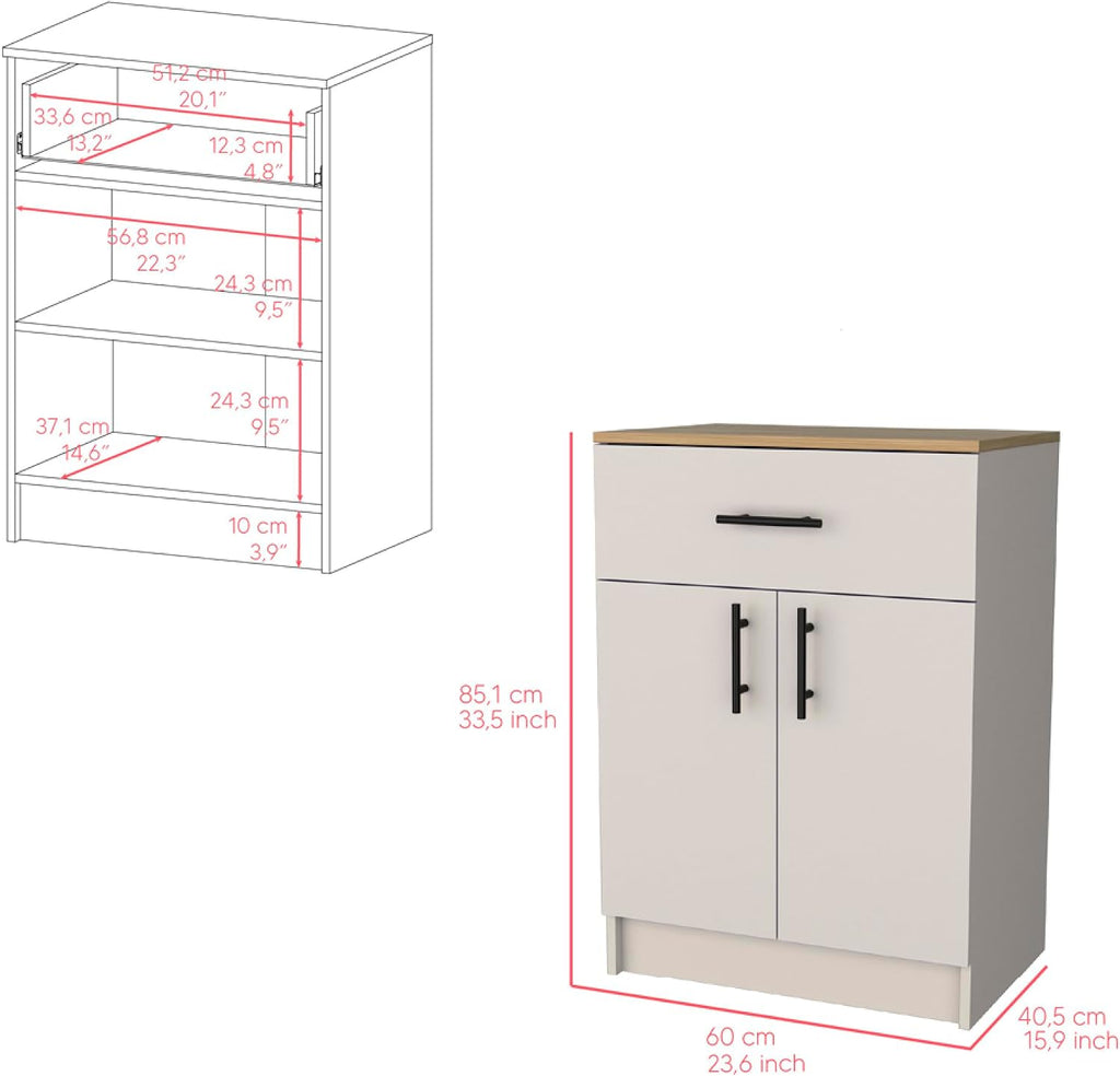 Pantry Cabinet Netal, Kitchen, Ivory/Natural Oak