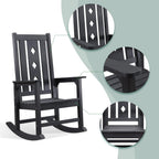 Outdoor Rocking Chair, Oversized Rocking Chair for Adults, All Weather Resistant Porch Rocker for Lawn Garden, 350lbs Weight Capacity - Black