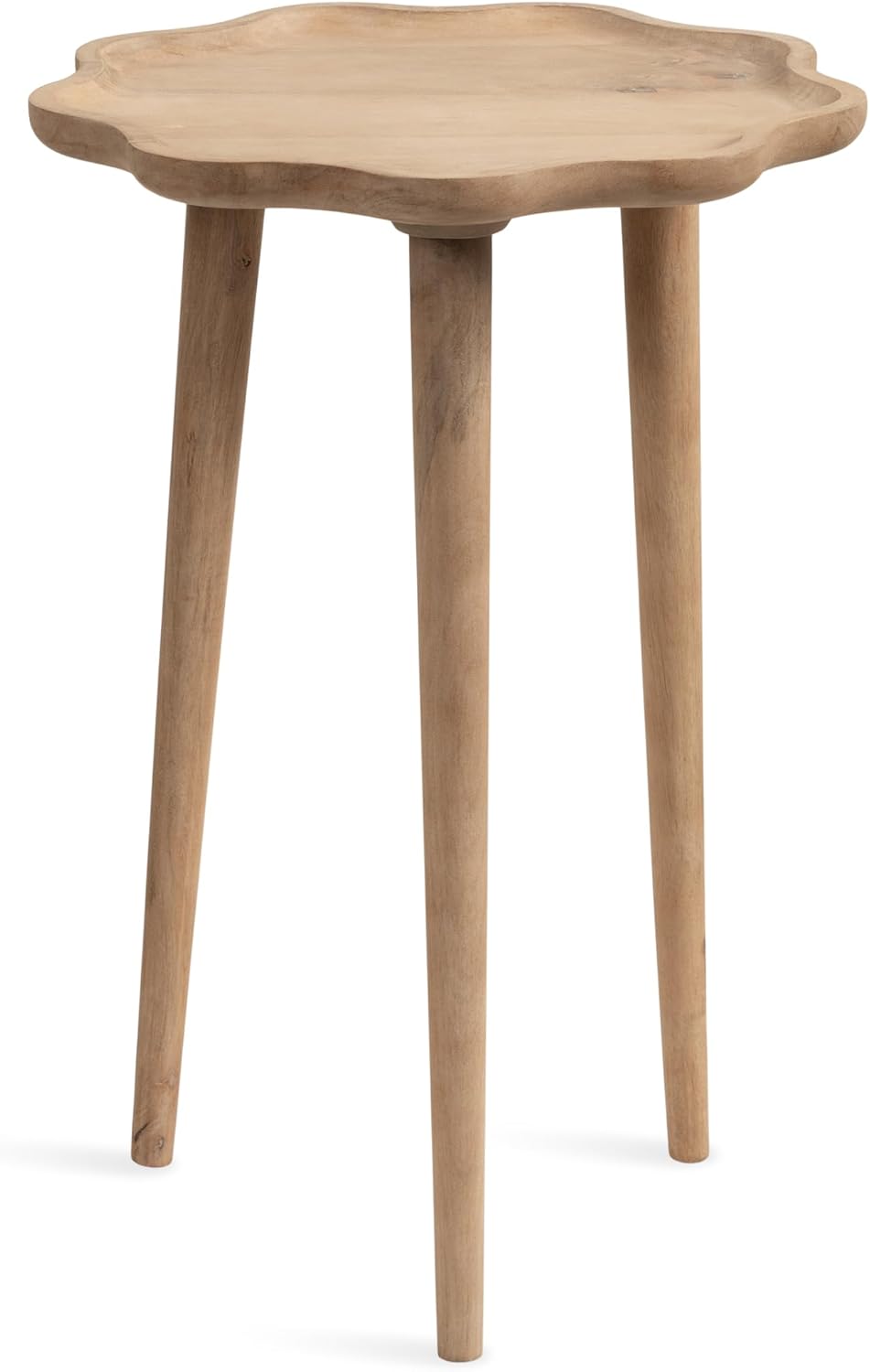 Kate and Laurel Alezar Modern Wooden Round Side Table, 15 x 15 x 22, Light Natural, Transitional Solid Wood End Table with Wavy Edge for Teen Bedroom Nightstand or Dorm Room Decor