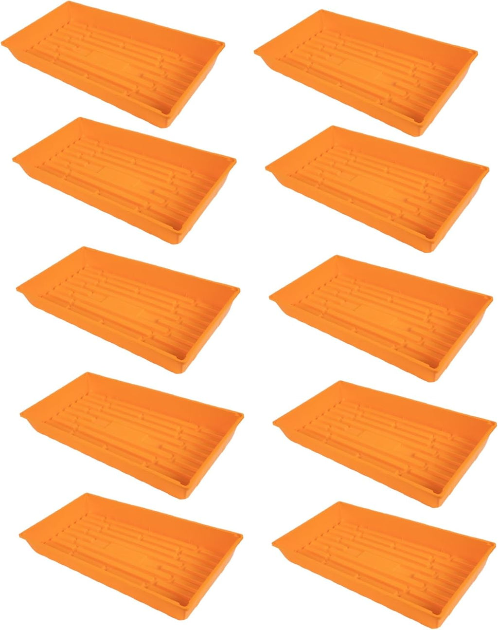 SUNPACK 10" x 20" Mega Plastic Seed Starting Tray, Orange, 2.5" (Pack of 10) - No Drainage Holes, Ideal for Greenhouses or Indoor Gardening - Made of Thick, Strong Plastic