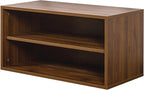 Walnut Stackable Storage Cabinet, 2 Tier Open Front Bookcase Organizer Shelf