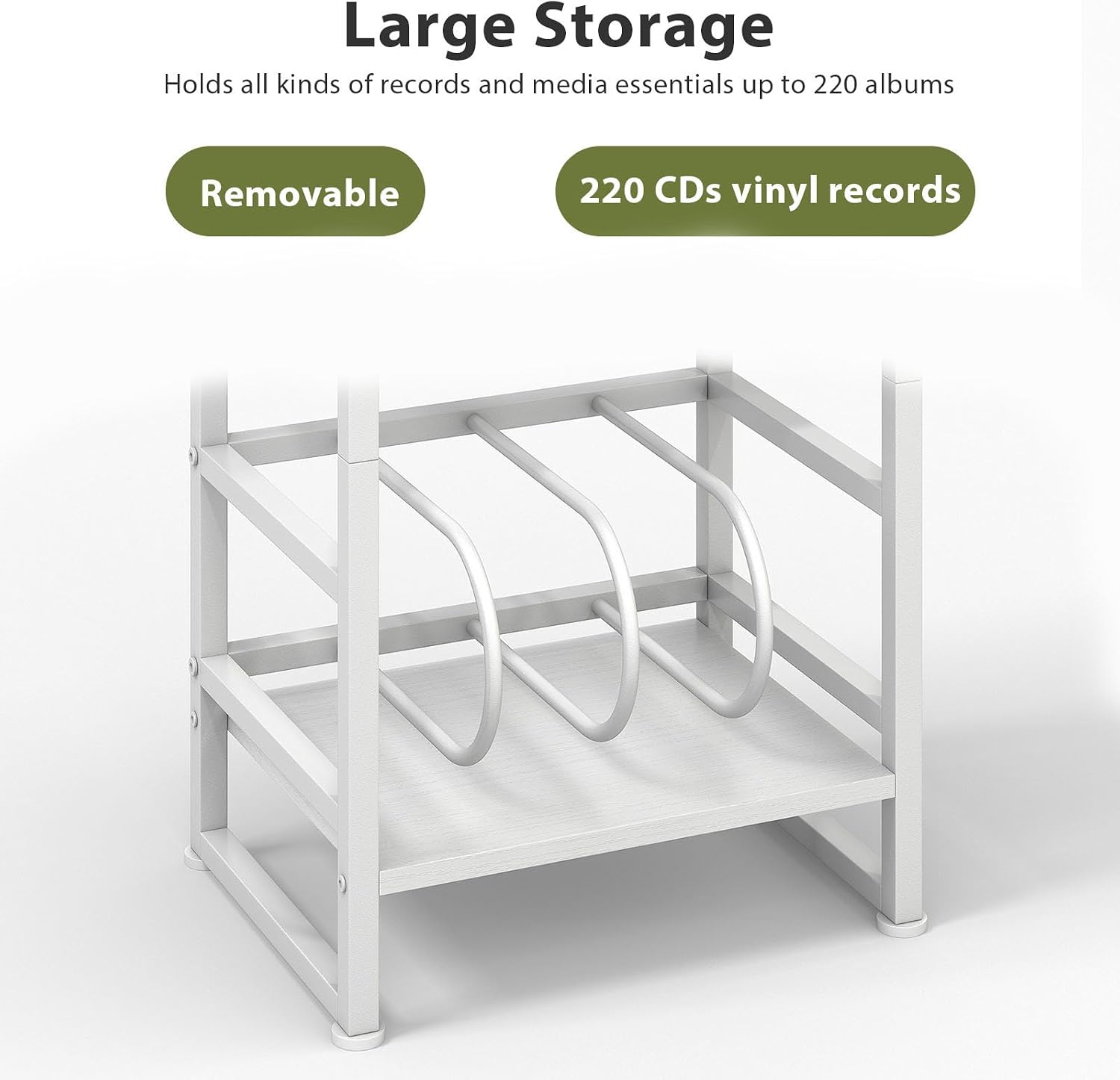 Record Player Stand,3-Tier Record Player Table with U-Shaped Vinyl Storage Up to 120 Albums,28" H End Table Turntable Stand with Storage,Record Table Vinyl for Living Room Bedroom