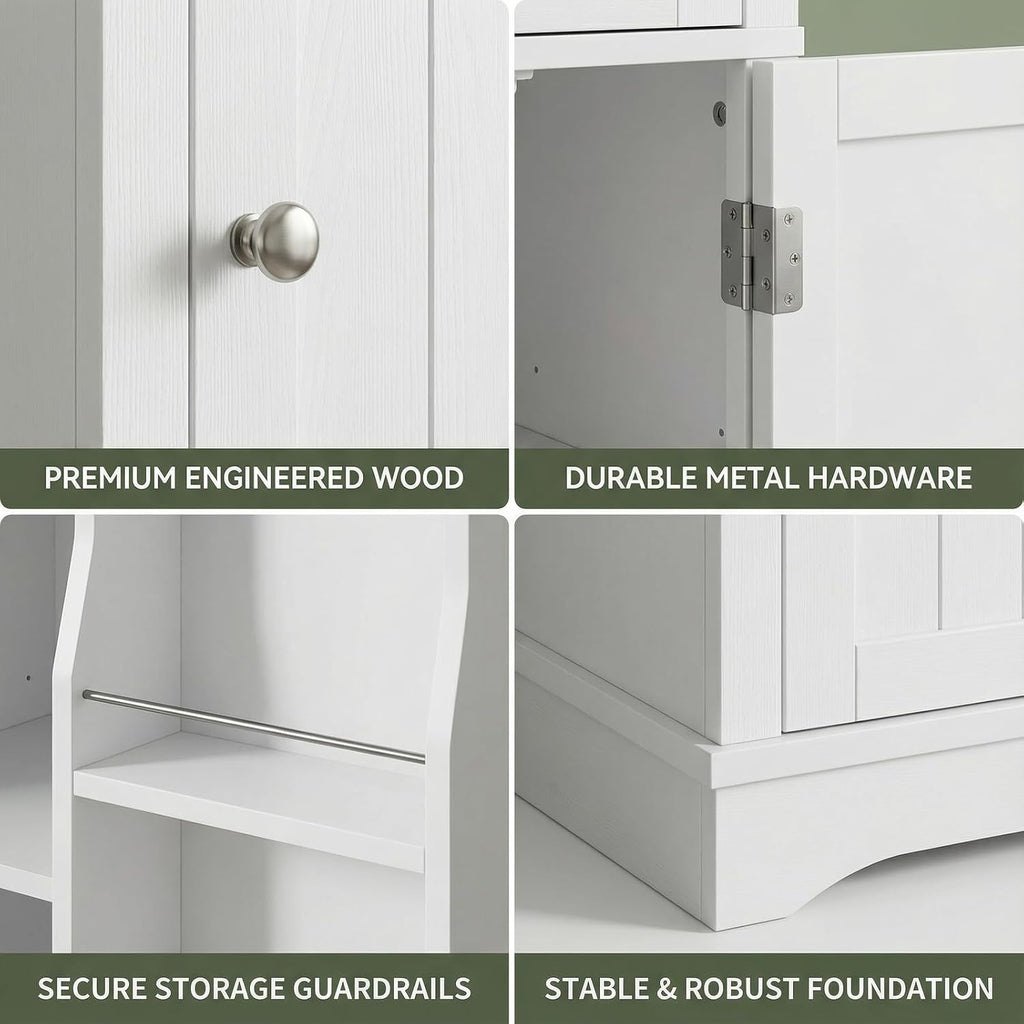 HIFIT 2 Set 71" Tall Narrow Storage Cabinet with 2 Reversible Doors, Small Kitchen Pantry Cabinet with Adjustable Shelves & Spice Rack, Slim Storage Cabinets for Bathroom, Living Room, Entryway, White