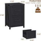 Vabches 2 Drawer Vertical File Cabinet, Wood Farmhouse Cabinet, Black | Filing Cabinet Fits A4/Letter Size, Under Desk Small File Cabinets Printer Stand with Storage for Home Office