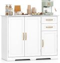 Giantex Sideboard Buffet Cabinet, Modern White Sideboard Cabinet with 2 Drawers, 3 Doors & Adjustable Shelf, Wooden Coffee Station, 40’’ Storage Buffet Table for Kitchen, Living Room, Entryway