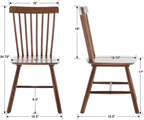 Farmhouse Style Windsor Chairs Set of 4, Vintage Kitchen & Dining Room Chairs with Spindle Back, Comfy Armless Solid Wood Side Chair for Home/Living Room/Restaurant, Walnut