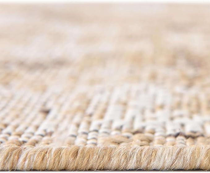 Unique Loom Outdoor Traditional Collection Area Rug - Valeria (4' 1" x 6' 1" Rectangle, Natural/ Ivory)